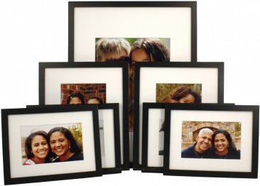 Set of 7 Black Matted Gallery Picture Frames