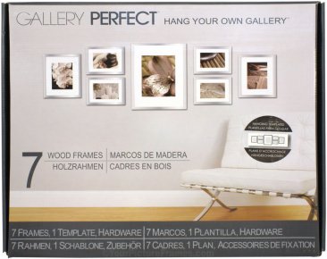 Set of 7 Silver Matted Gallery Picture Frames