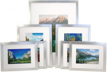 Set of 7 Silver Matted Gallery Picture Frames
