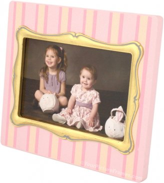 Pink Pinstripe Baby Picture Frame