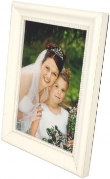 White Beaded Wood Picture Frame