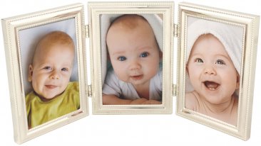Silver Bead Triple Picture Frame