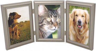Beaded Pewter Triple Picture Frame