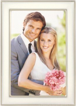 White Enamel Silver Plated Picture Frame