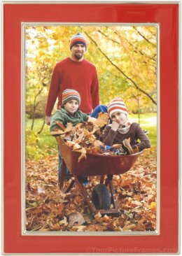 Red Enamel Silver Plated Picture Frame