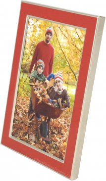 Red Enamel Silver Plated Picture Frame