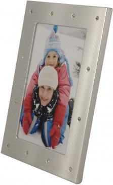 Satin Silver Jeweled Picture Frame
