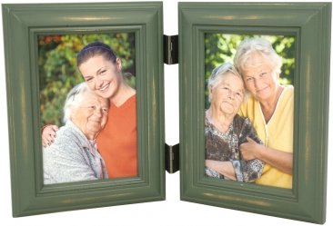 Weathered Antique Green Double Picture Frame