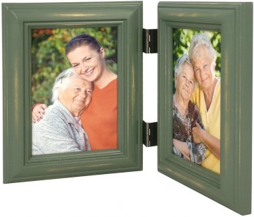Weathered Antique Green Double Picture Frame
