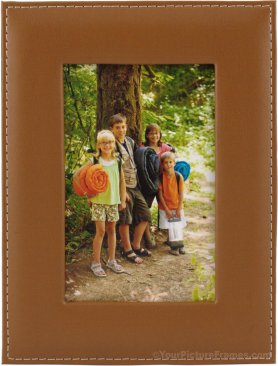 Stitched Camel Leather Picture Frame