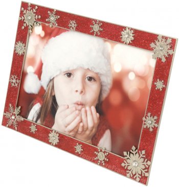 Red Holiday Snow Picture Frame