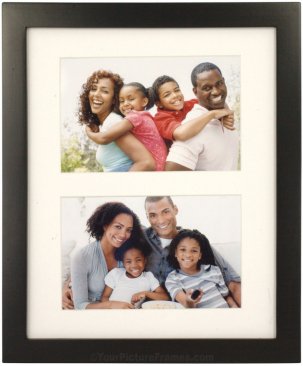 Simple Black Wood Matted Double Picture Frame