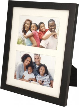 Simple Black Wood Matted Double Picture Frame