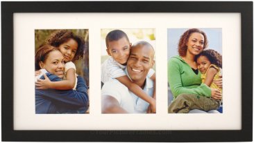 Simple Black Wood Matted Triple Picture Frame