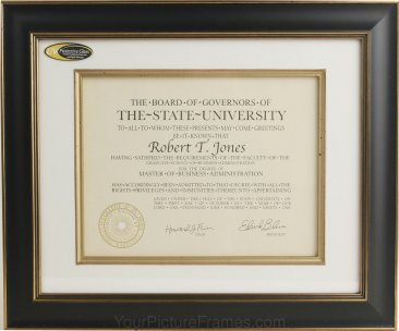 Tuscan Black Archival Matted Diploma Frame