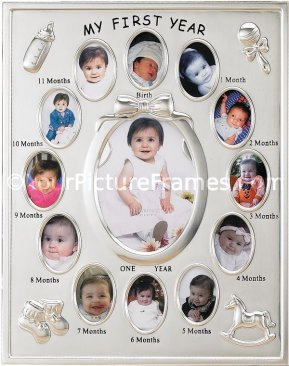 Silver Plated Baby First Year Picture Frame