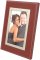Red Leather Picture Frame with Silver Trim